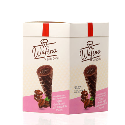 WAFINO WAFFLE CONES FILLED WITH MILK CHOCOLATE AND COFFEE CREAM