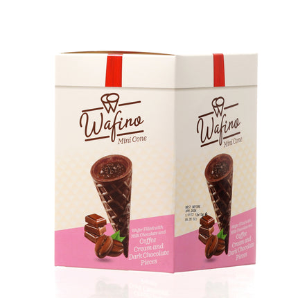 WAFINO WAFFLE CONES FILLED WITH MILK CHOCOLATE AND COFFEE CREAM