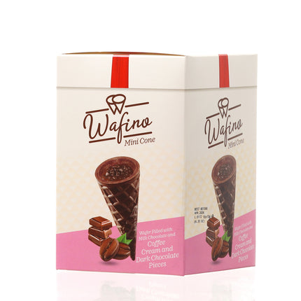 WAFINO WAFFLE CONES FILLED WITH MILK CHOCOLATE AND COFFEE CREAM