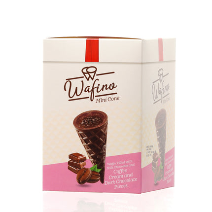 WAFINO WAFFLE CONES FILLED WITH MILK CHOCOLATE AND COFFEE CREAM