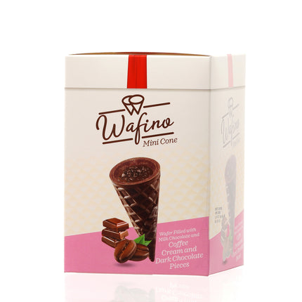 WAFINO WAFFLE CONES FILLED WITH MILK CHOCOLATE AND COFFEE CREAM