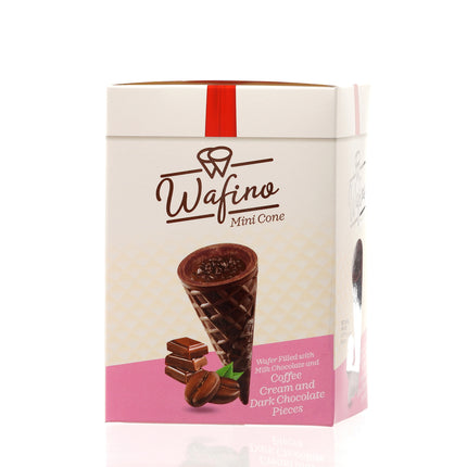 WAFINO WAFFLE CONES FILLED WITH MILK CHOCOLATE AND COFFEE CREAM
