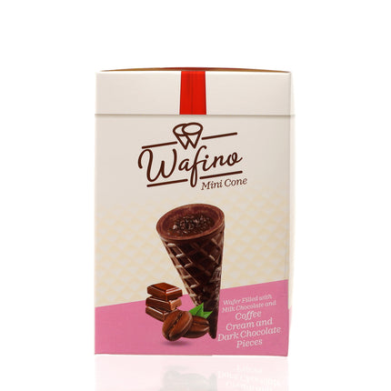 WAFINO WAFFLE CONES FILLED WITH MILK CHOCOLATE AND COFFEE CREAM