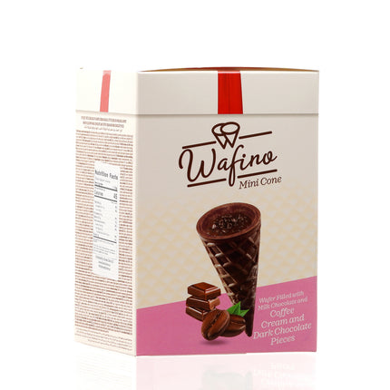 WAFINO WAFFLE CONES FILLED WITH MILK CHOCOLATE AND COFFEE CREAM