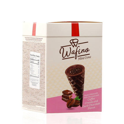 WAFINO WAFFLE CONES FILLED WITH MILK CHOCOLATE AND COFFEE CREAM