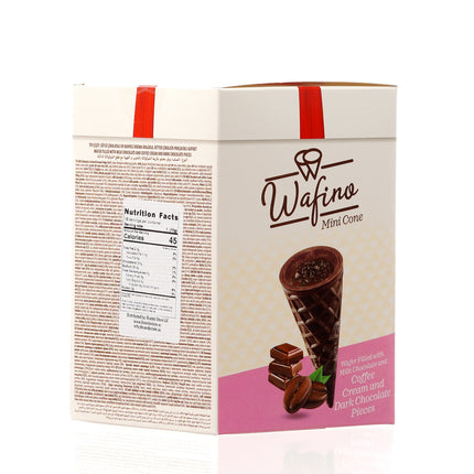 WAFINO WAFFLE CONES FILLED WITH MILK CHOCOLATE AND COFFEE CREAM