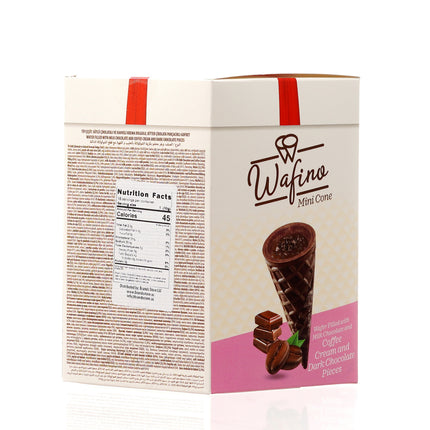 WAFINO WAFFLE CONES FILLED WITH MILK CHOCOLATE AND COFFEE CREAM