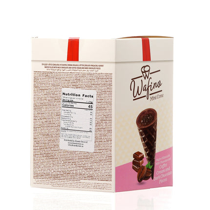 WAFINO WAFFLE CONES FILLED WITH MILK CHOCOLATE AND COFFEE CREAM
