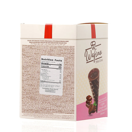 WAFINO WAFFLE CONES FILLED WITH MILK CHOCOLATE AND COFFEE CREAM