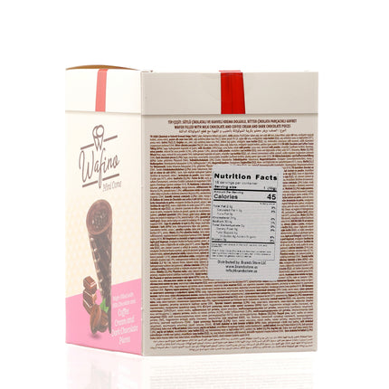 WAFINO WAFFLE CONES FILLED WITH MILK CHOCOLATE AND COFFEE CREAM