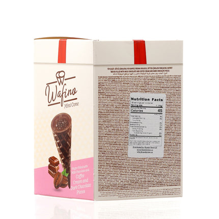 WAFINO WAFFLE CONES FILLED WITH MILK CHOCOLATE AND COFFEE CREAM