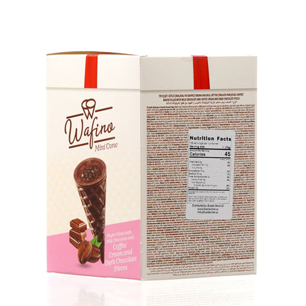 WAFINO WAFFLE CONES FILLED WITH MILK CHOCOLATE AND COFFEE CREAM