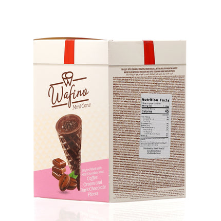 WAFINO WAFFLE CONES FILLED WITH MILK CHOCOLATE AND COFFEE CREAM