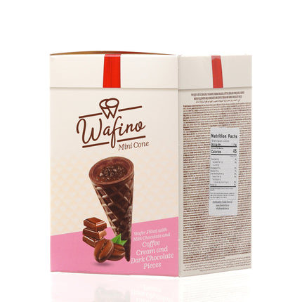 WAFINO WAFFLE CONES FILLED WITH MILK CHOCOLATE AND COFFEE CREAM
