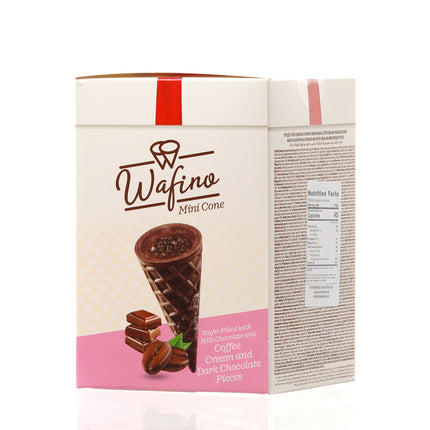 WAFINO WAFFLE CONES FILLED WITH MILK CHOCOLATE AND COFFEE CREAM
