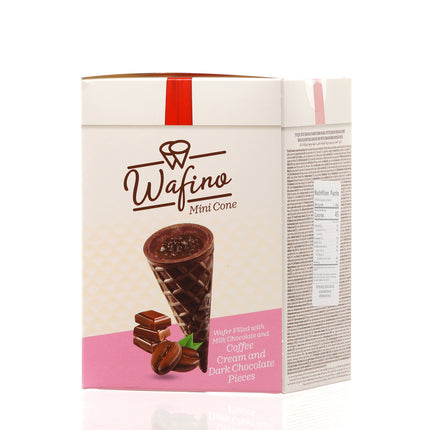 WAFINO WAFFLE CONES FILLED WITH MILK CHOCOLATE AND COFFEE CREAM