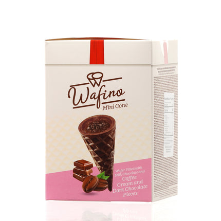 WAFINO WAFFLE CONES FILLED WITH MILK CHOCOLATE AND COFFEE CREAM