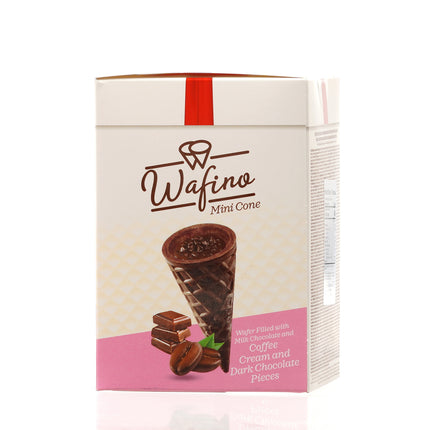 WAFINO WAFFLE CONES FILLED WITH MILK CHOCOLATE AND COFFEE CREAM