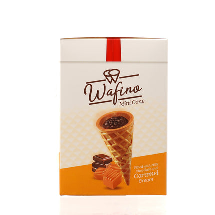 WAFINO WAFFLE CONES FILLED WITH MILK CHOCOLATE AND  CARAMEL CREAM(180gr)