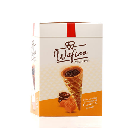 WAFINO WAFFLE CONES FILLED WITH MILK CHOCOLATE AND  CARAMEL CREAM(180gr)