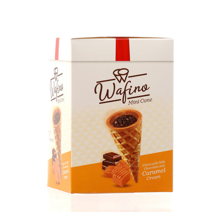 WAFINO WAFFLE CONES FILLED WITH MILK CHOCOLATE AND  CARAMEL CREAM(180gr)