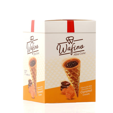 WAFINO WAFFLE CONES FILLED WITH MILK CHOCOLATE AND  CARAMEL CREAM(180gr)