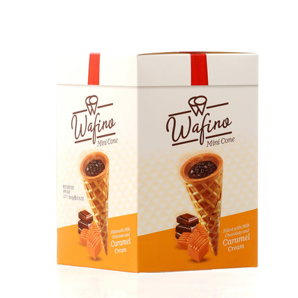 WAFINO WAFFLE CONES FILLED WITH MILK CHOCOLATE AND  CARAMEL CREAM(180gr)