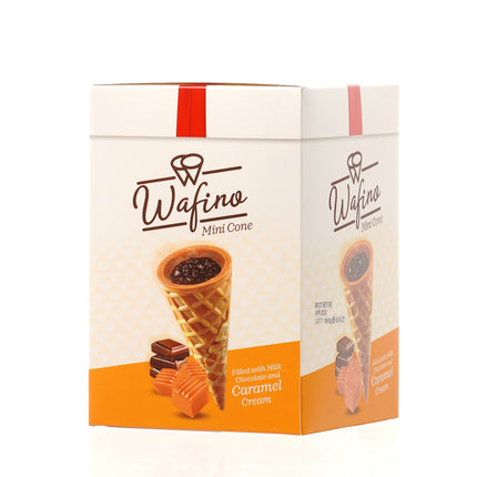 WAFINO WAFFLE CONES FILLED WITH MILK CHOCOLATE AND  CARAMEL CREAM(180gr)
