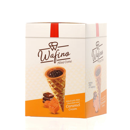 WAFINO WAFFLE CONES FILLED WITH MILK CHOCOLATE AND  CARAMEL CREAM(180gr)