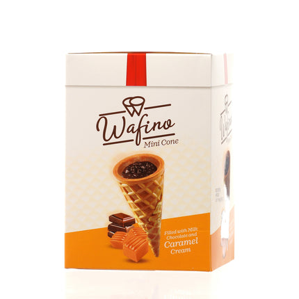 WAFINO WAFFLE CONES FILLED WITH MILK CHOCOLATE AND  CARAMEL CREAM(180gr)