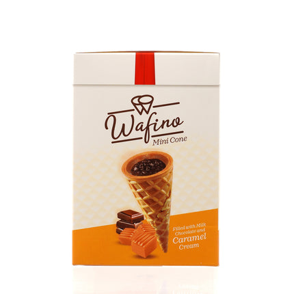 WAFINO WAFFLE CONES FILLED WITH MILK CHOCOLATE AND  CARAMEL CREAM(180gr)