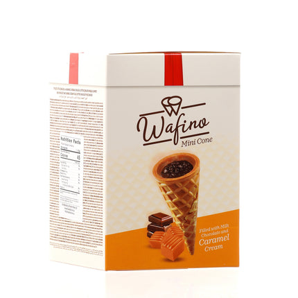 WAFINO WAFFLE CONES FILLED WITH MILK CHOCOLATE AND  CARAMEL CREAM(180gr)