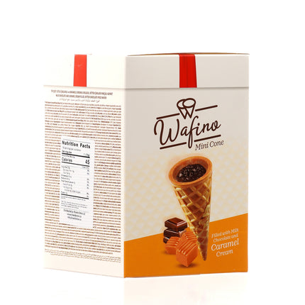 WAFINO WAFFLE CONES FILLED WITH MILK CHOCOLATE AND  CARAMEL CREAM(180gr)