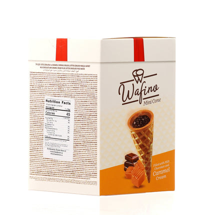 WAFINO WAFFLE CONES FILLED WITH MILK CHOCOLATE AND  CARAMEL CREAM(180gr)