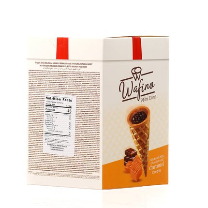 WAFINO WAFFLE CONES FILLED WITH MILK CHOCOLATE AND  CARAMEL CREAM(180gr)