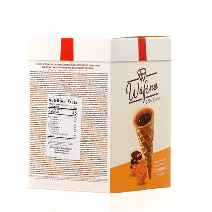 WAFINO WAFFLE CONES FILLED WITH MILK CHOCOLATE AND  CARAMEL CREAM(180gr)