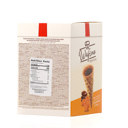 WAFINO WAFFLE CONES FILLED WITH MILK CHOCOLATE AND  CARAMEL CREAM(180gr)