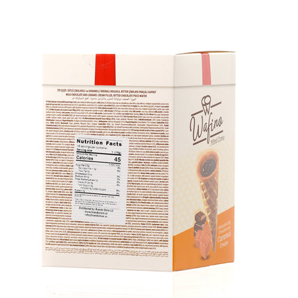 WAFINO WAFFLE CONES FILLED WITH MILK CHOCOLATE AND  CARAMEL CREAM(180gr)