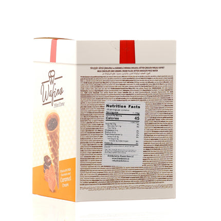 WAFINO WAFFLE CONES FILLED WITH MILK CHOCOLATE AND  CARAMEL CREAM(180gr)