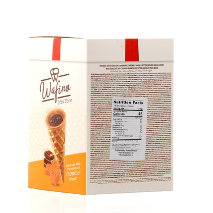 WAFINO WAFFLE CONES FILLED WITH MILK CHOCOLATE AND  CARAMEL CREAM(180gr)