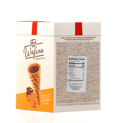 WAFINO WAFFLE CONES FILLED WITH MILK CHOCOLATE AND  CARAMEL CREAM(180gr)