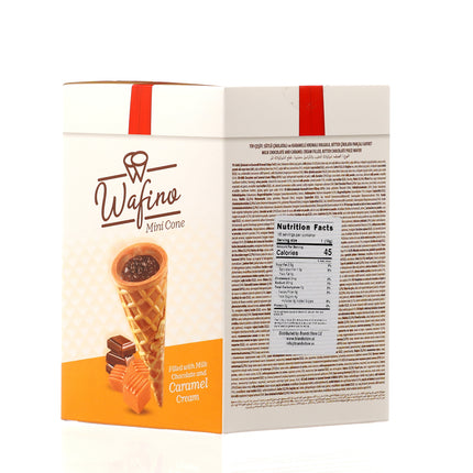 WAFINO WAFFLE CONES FILLED WITH MILK CHOCOLATE AND  CARAMEL CREAM(180gr)