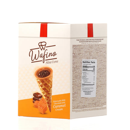 WAFINO WAFFLE CONES FILLED WITH MILK CHOCOLATE AND  CARAMEL CREAM(180gr)