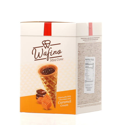 WAFINO WAFFLE CONES FILLED WITH MILK CHOCOLATE AND  CARAMEL CREAM(180gr)