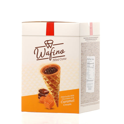 WAFINO WAFFLE CONES FILLED WITH MILK CHOCOLATE AND  CARAMEL CREAM(180gr)