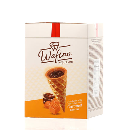 WAFINO WAFFLE CONES FILLED WITH MILK CHOCOLATE AND  CARAMEL CREAM(180gr)