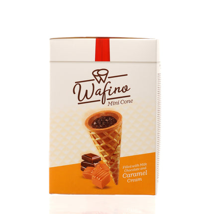 WAFINO WAFFLE CONES FILLED WITH MILK CHOCOLATE AND  CARAMEL CREAM(180gr)