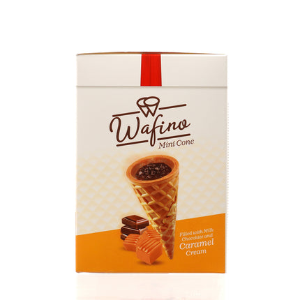 WAFINO WAFFLE CONES FILLED WITH MILK CHOCOLATE AND  CARAMEL CREAM(180gr)