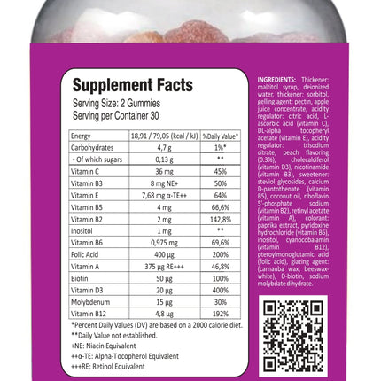 Multivitamin Adult, Dietary Supplement Daily Vitamin & Minerals (60 Gummies)