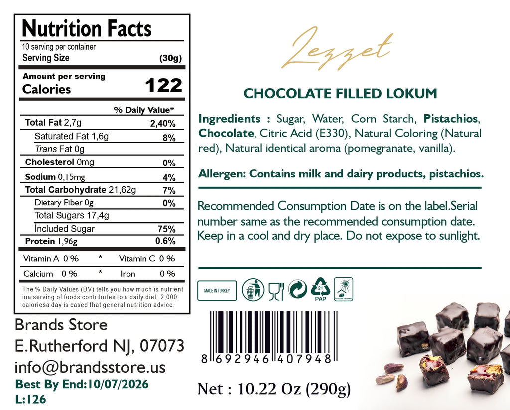 HAND MADE CHOCOLATE COVER LOKUM 9 PACK